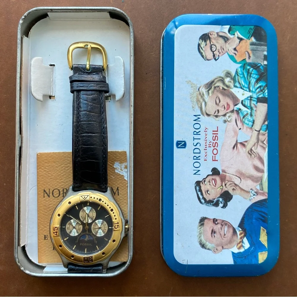 1995 FOSSIL CHRONOGRAPH MOON PHASE WATCH BQ-8480